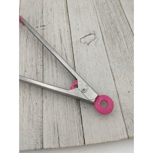 Locking Stainless Steel 10 1/4" Tongs Pink Shell Shaped - Picture 7 of 10